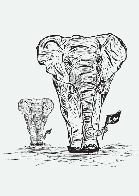 Black and white elephant print