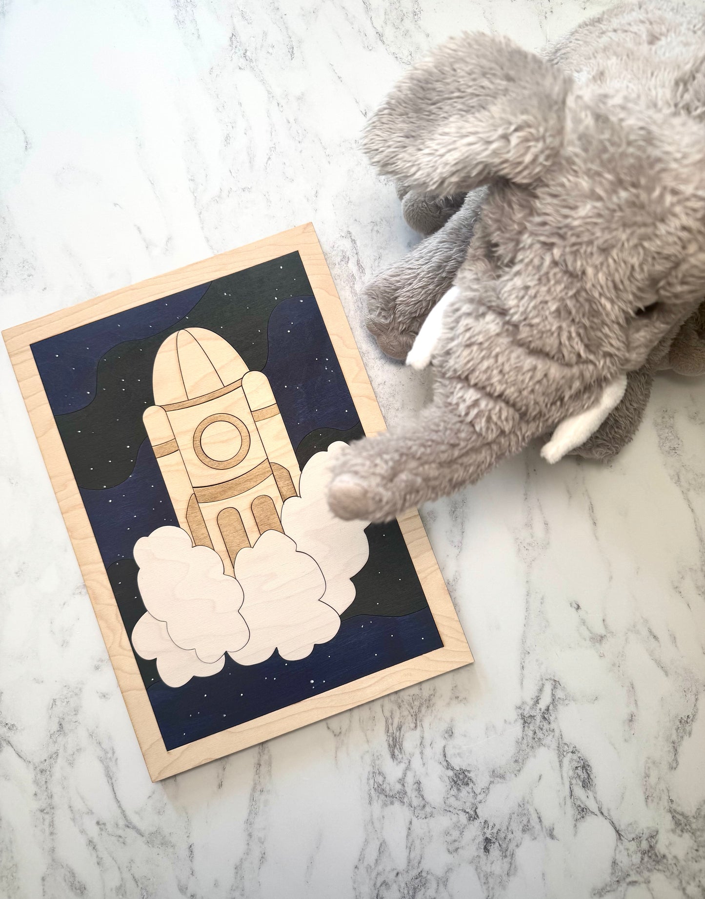 Handcrafted Wooden Space Rocket Wall Art: Personalised Nursery Decor