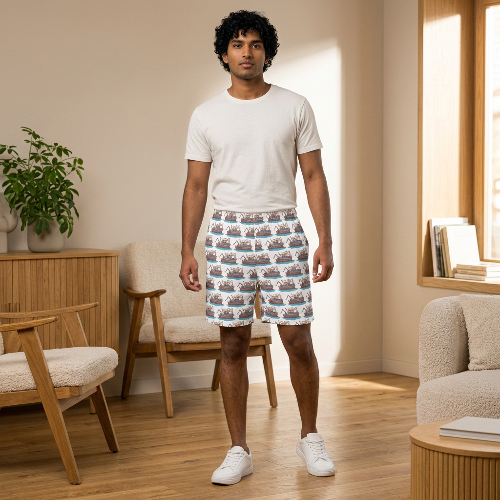Nautical Fishing Boat All-Over Print Board Shorts