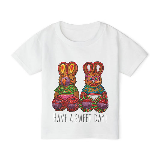 Toddler T‑Shirt — Colorful Gingerbread Bunny Illustration "Have a Sweet Day!"