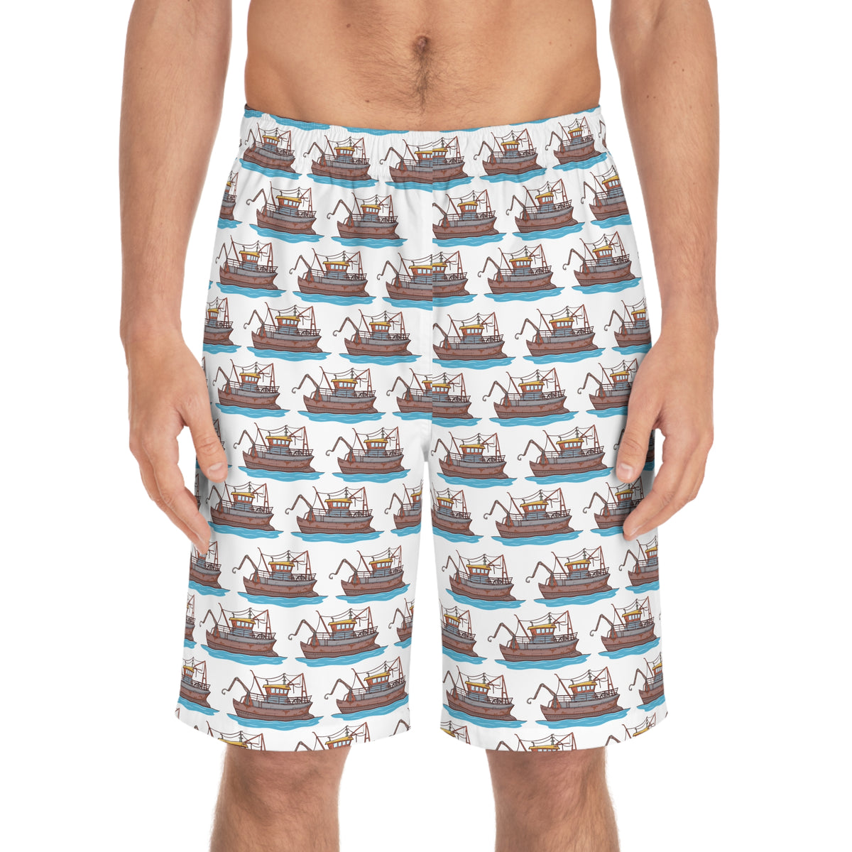 Nautical Fishing Boat All-Over Print Board Shorts
