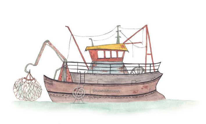 Whimsical Trawler Art Print
