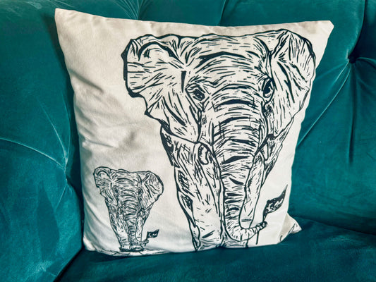 Vegan suede elephant cushion cover