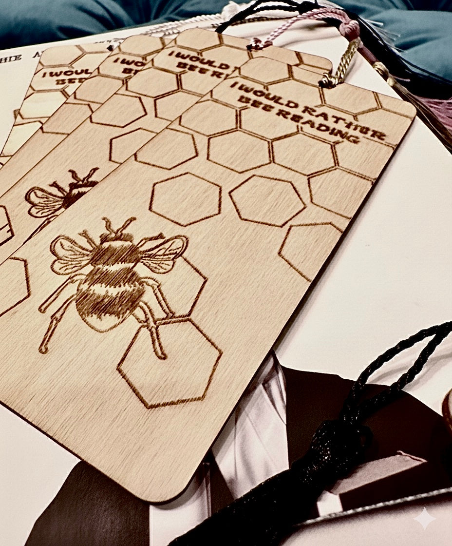 I would rather bee reading wooden bookmark