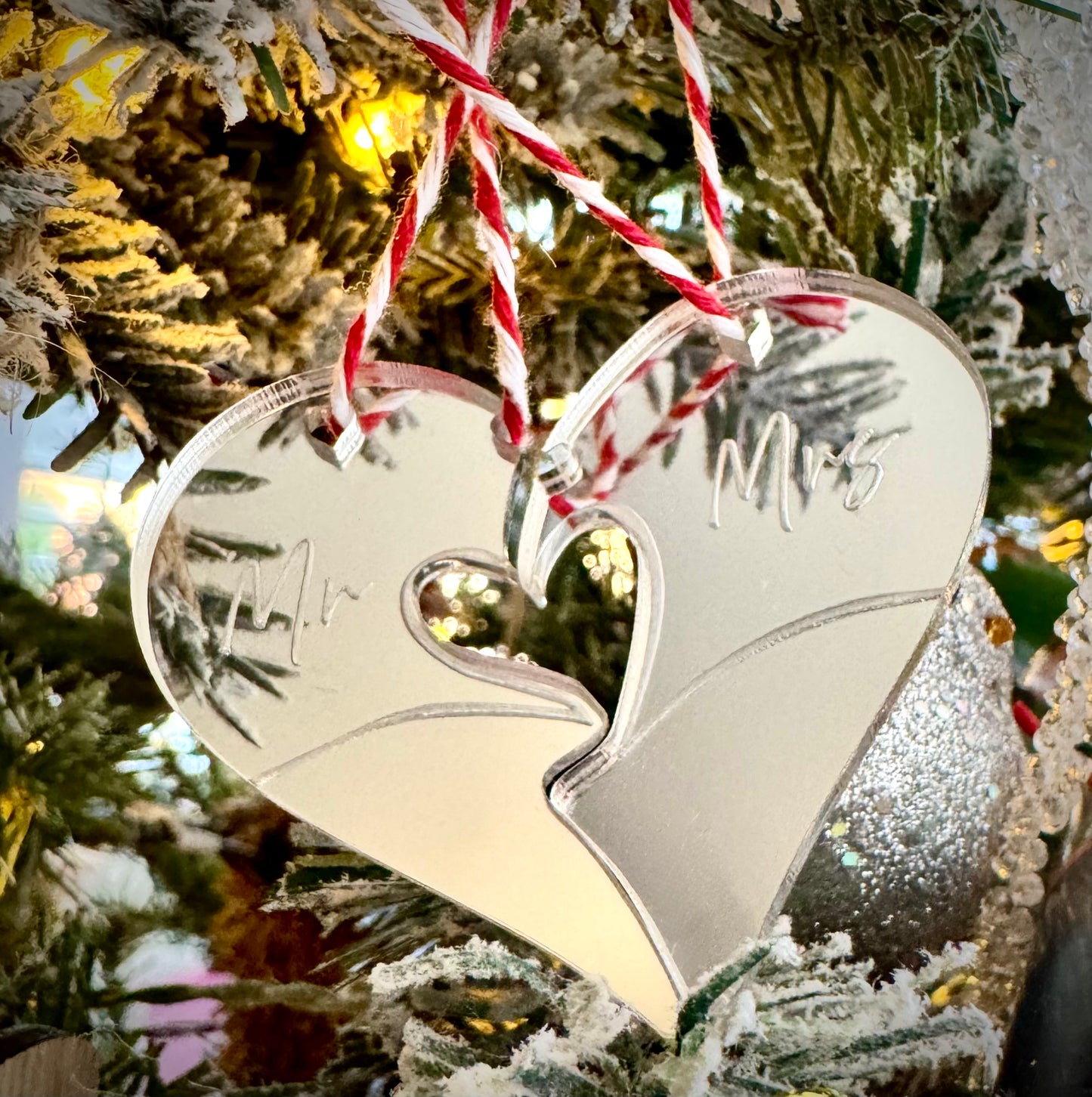 Just married/anniversary mirrored acrylic decorations