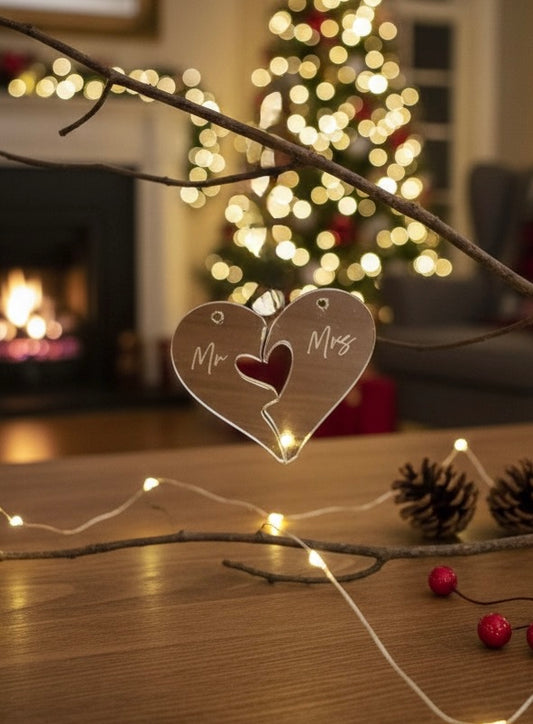 Just married/anniversary mirrored acrylic decorations