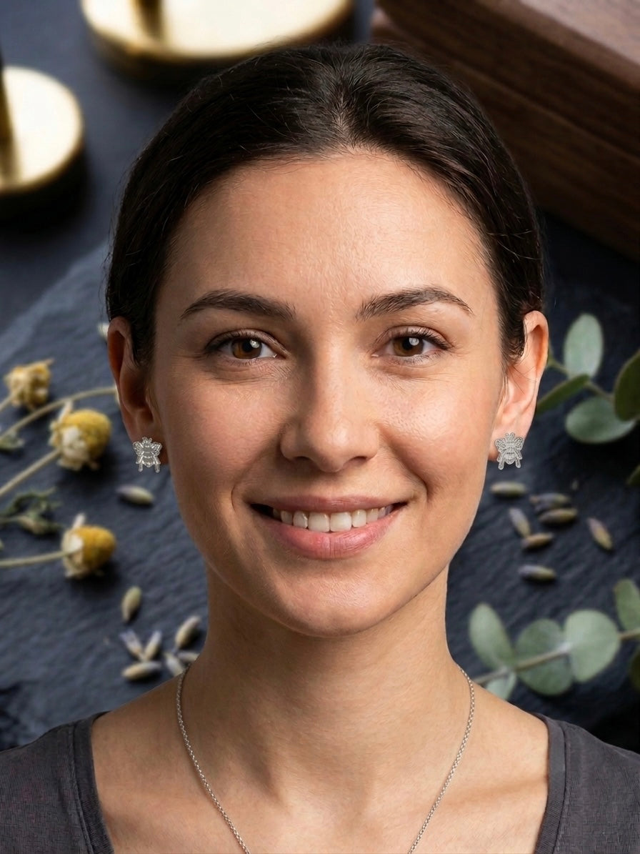 Mirrored Acrylic Bee Stud Earrings | Hypoallergenic Stainless Steel Studs