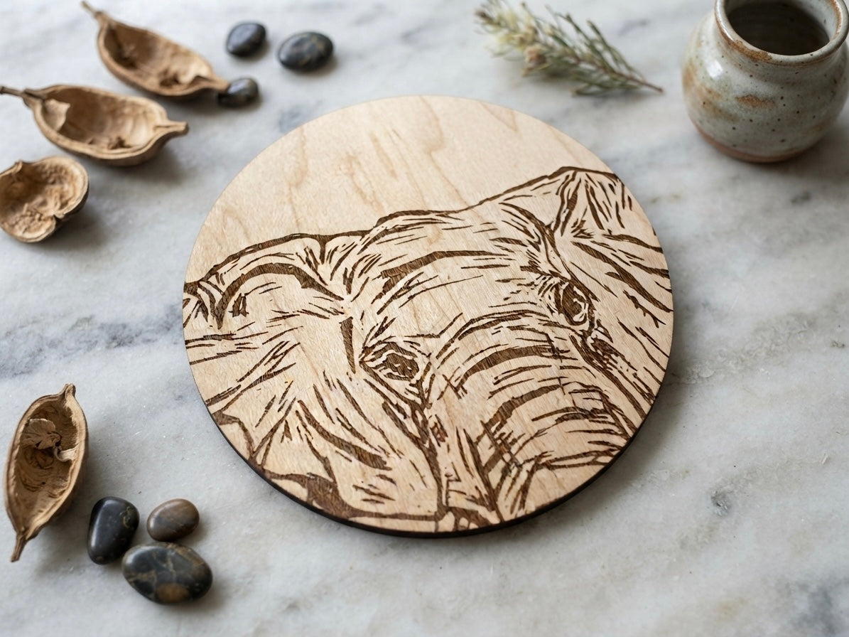 Personalised wooden elephant coaster | custom name engraved drink mat