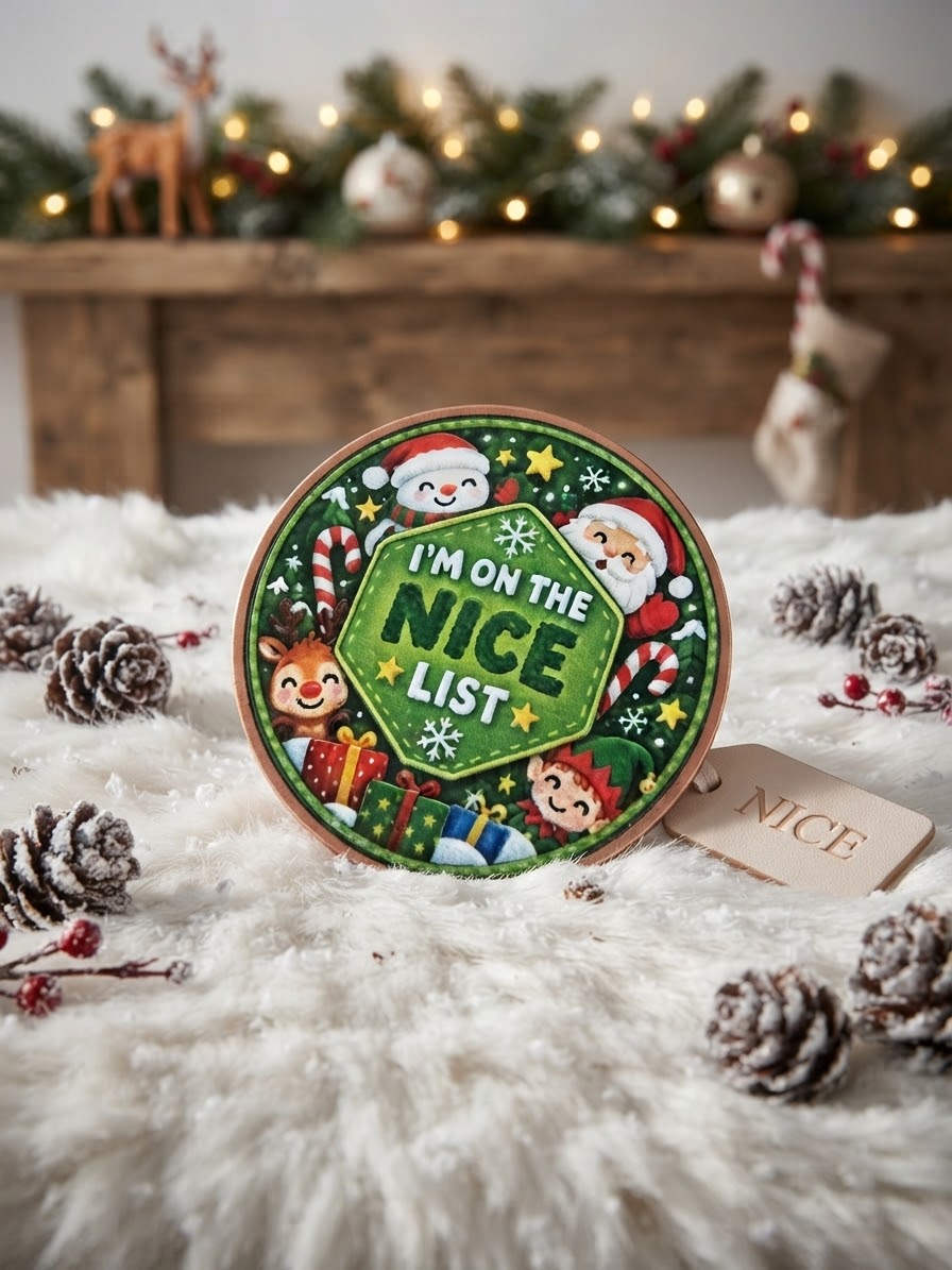 Naughty or Nice Christmas Coin, Double Sided UV Printed Metal Coin, Festive Gift