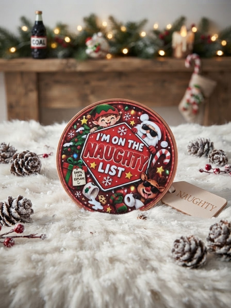 Naughty or Nice Christmas Coin, Double Sided UV Printed Metal Coin, Festive Gift